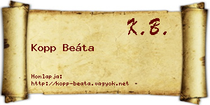Kopp Beáta névjegykártya